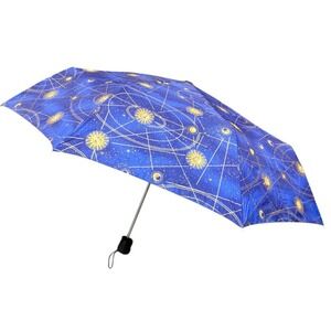Vintage Celestial Large Full Size Umbrella Sun Moon Astrology Zodiac 90s Witchy